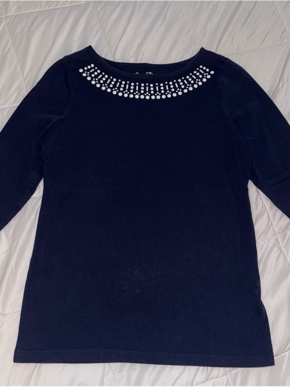Women’s Navy Collar Accent Boatneck Top